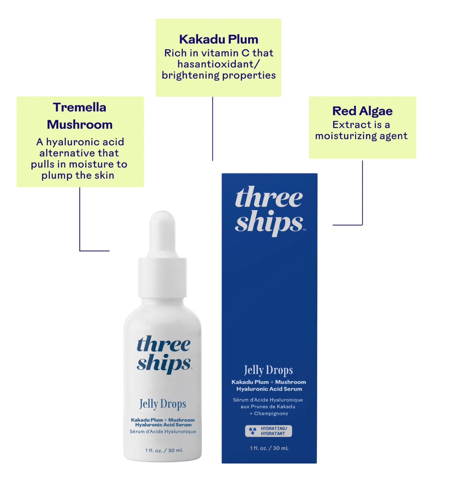 Three Ships Jelly Drops Tremella + Kakadu Plum Hydration Serum