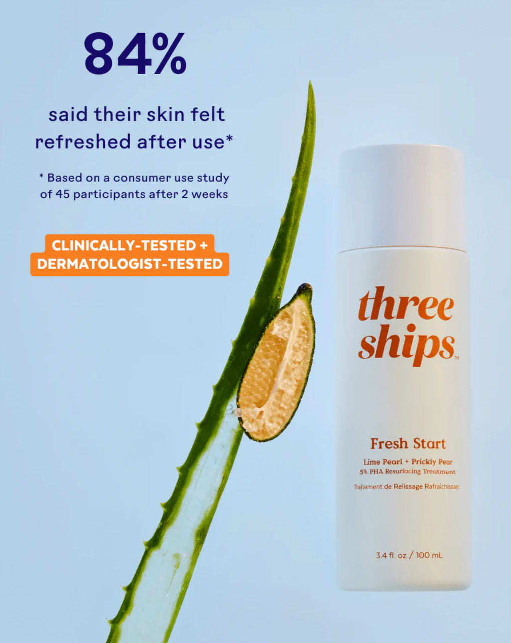 Three Ships Fresh Start Lime Pearl + Prickly Pear 5% PHA Resurfacing Treatment