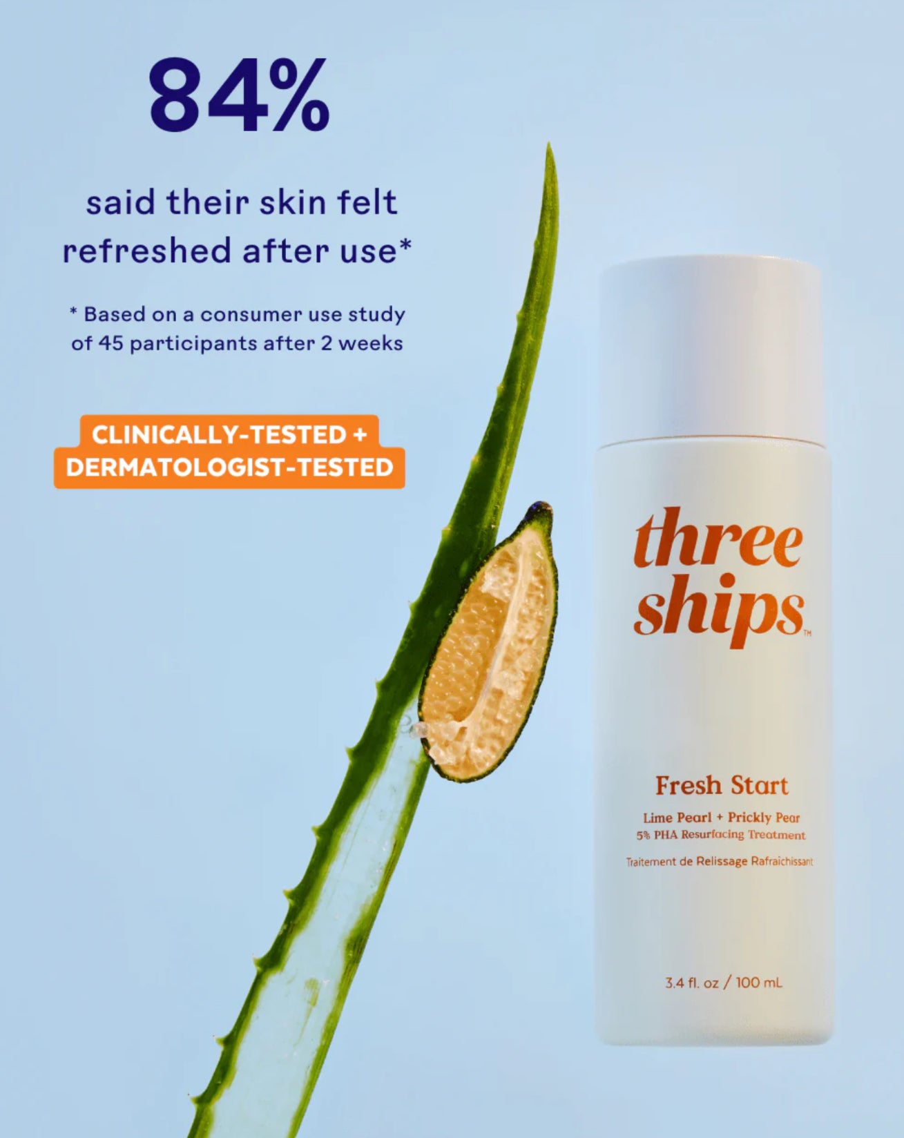 Three Ships Fresh Start Lime Pearl + Prickly Pear 5% PHA Resurfacing Treatment